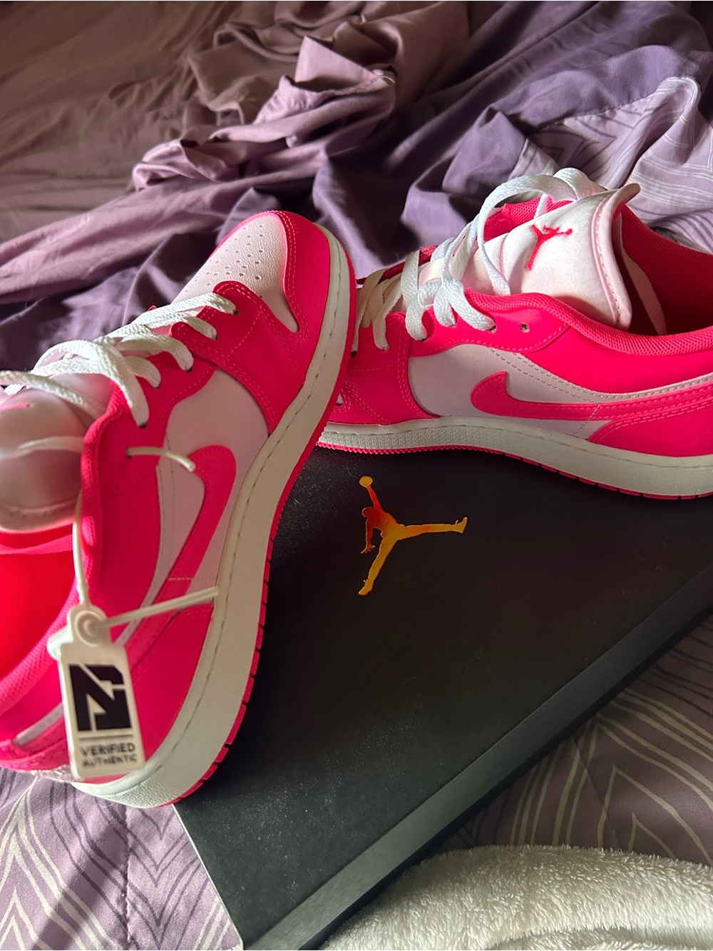 Jordan Low-Top Sneakers in Hot Pink and White